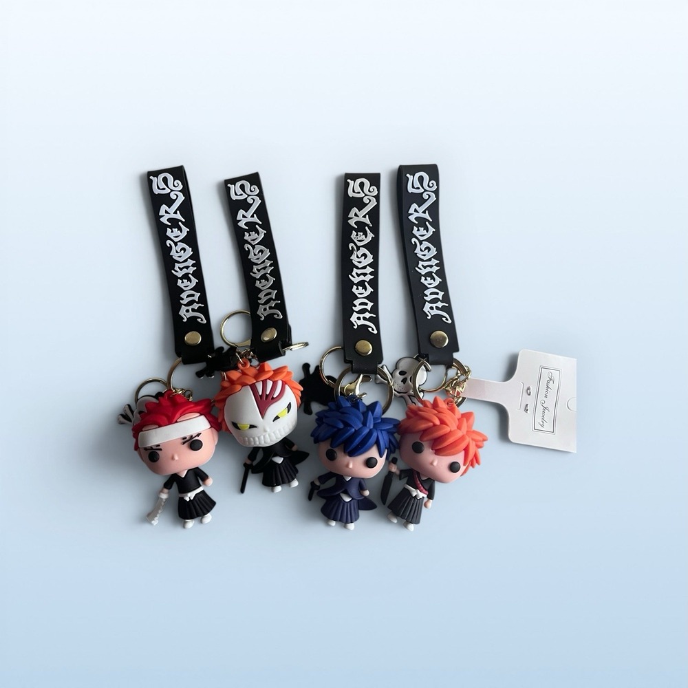 Bleach Anime Keychain Lot Ichigo Grimmjow Renji Lanyard Strap Bundle